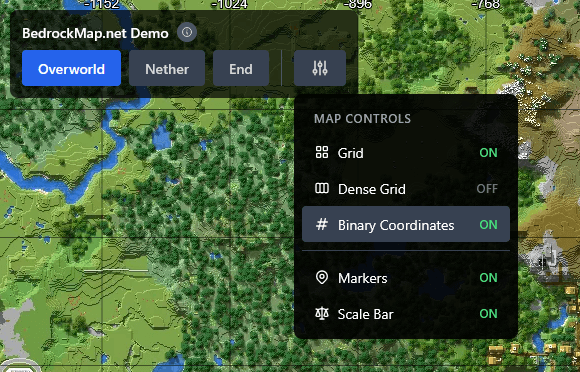 Map controls panel with toggles