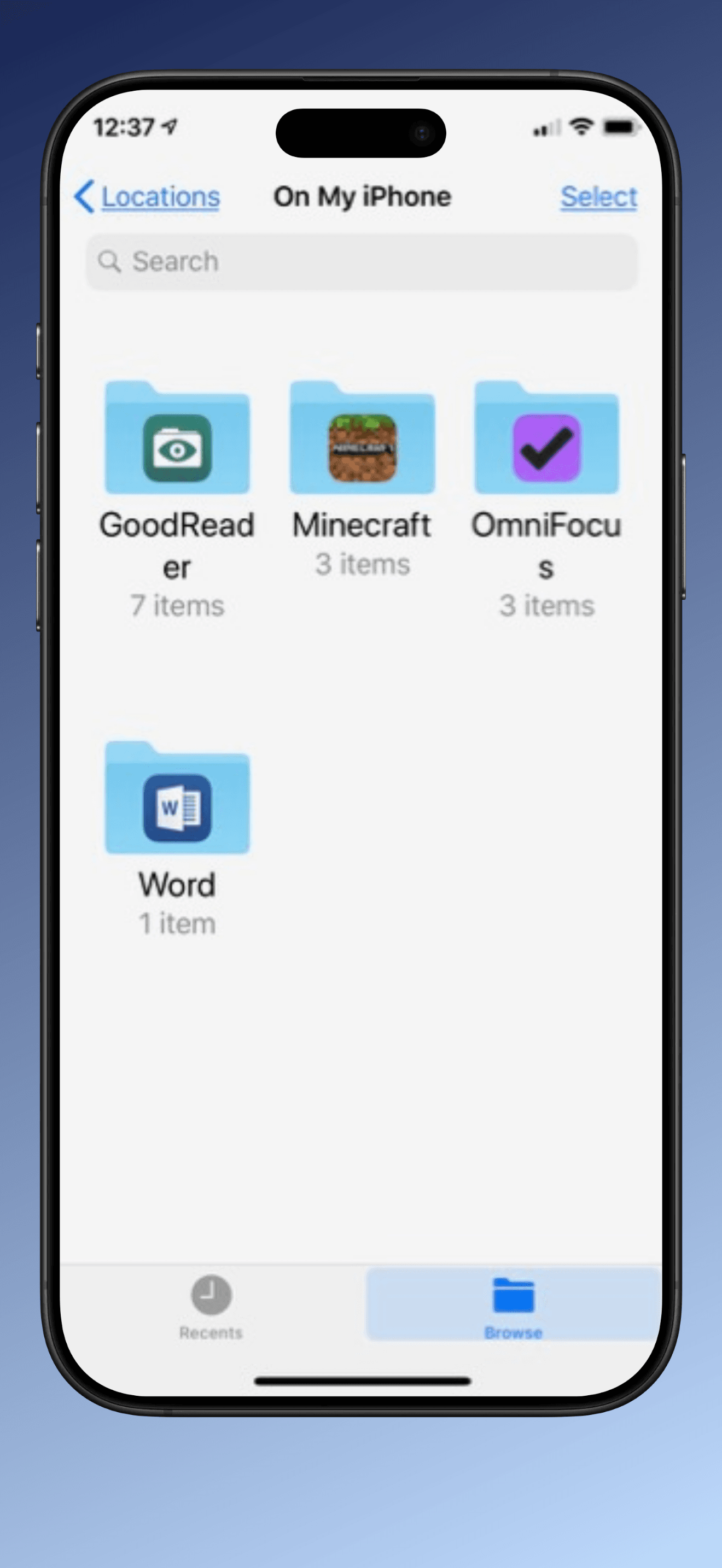 iOS Files app showing Minecraft worlds